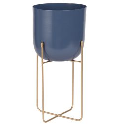 Bloempot blauw/goud