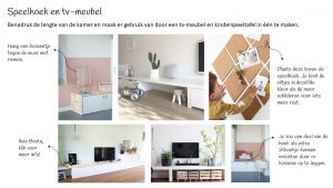 Tv-meubel en kindertafel scandinavisch interieur